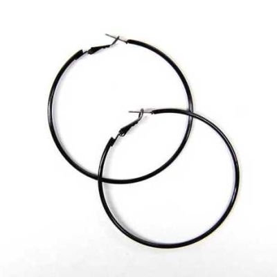 Designer Hoop Earrings 2.5"-Black (12 PAIRS)