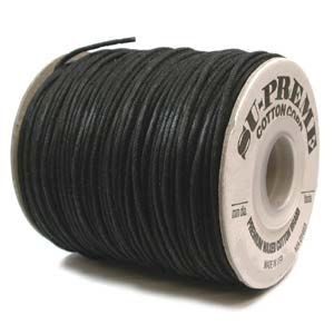 2MM Wax Cotton Cord & Stringing Material, Black (75 Yards) 