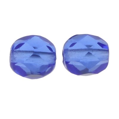 Fire-Polish Glass, Round Faceted Bead-Choose Size (Sapphire)