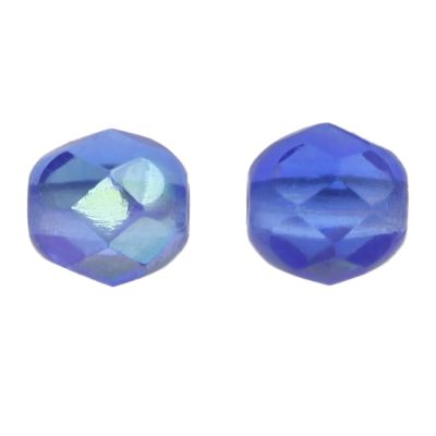 Fire-Polish Glass, Round Faceted Bead-Choose Size (Sapphire AB)