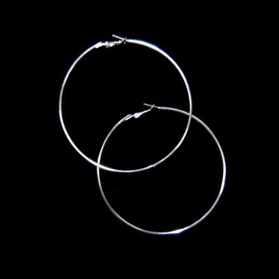 Designer Hoop Earrings 2.5"-Silver-Plated   (12 PAIRS)