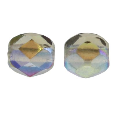 Fire-Polish Glass, Round Faceted Bead-Choose Size (Black Diamond AB)