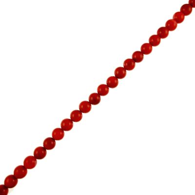 4mm Smooth Round, Red Coral Bamboo Beads (16" Strand)