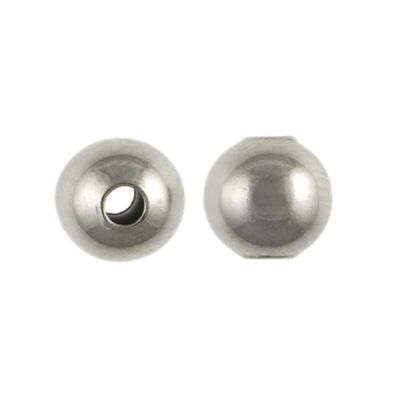 4mm Smooth Round Metal Beads, Imitation Rhodium (500 pieces)