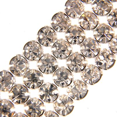 4 Row Rhinestone Banding (Crystal/Silver) (Per Yard)