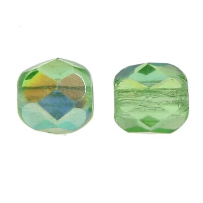 Fire-Polish Glass, Round Faceted Bead-Choose Size (Emerald AB)