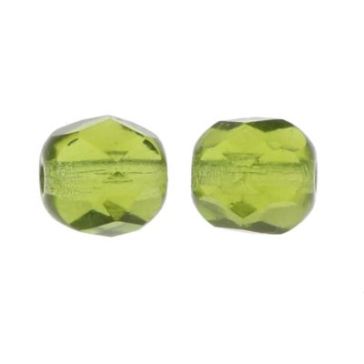 Fire-Polish Glass, Round Faceted Bead-Choose Size (Olivine)