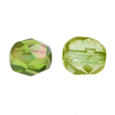 Fire-Polish Glass, Round Faceted Bead-Choose Size (Olivine AB)