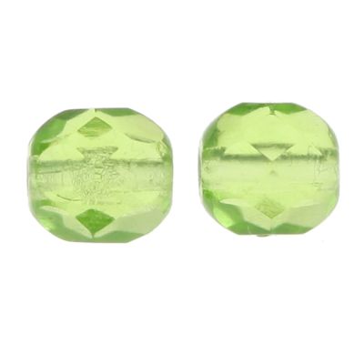 Fire-Polish Glass, Round Faceted Bead-Choose Size (Peridot)