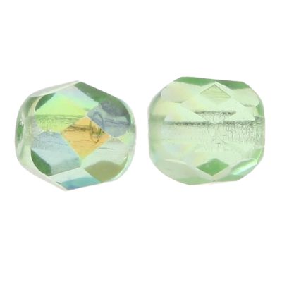 Fire-Polish Glass, Round Faceted Bead-Choose Size (Mint AB)