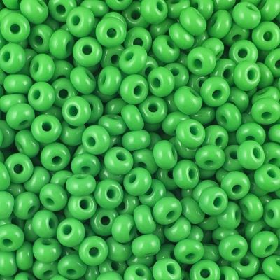 Czech Round Seed Beads, Glass - Opaque Green, Choose Size
