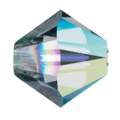 Preciosa Czech Crystal, Faceted Bicone Bead, Black Diamond AB (Choose Size)