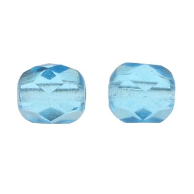 Fire-Polish Glass, Round Faceted Bead-Choose Size (Aqua)