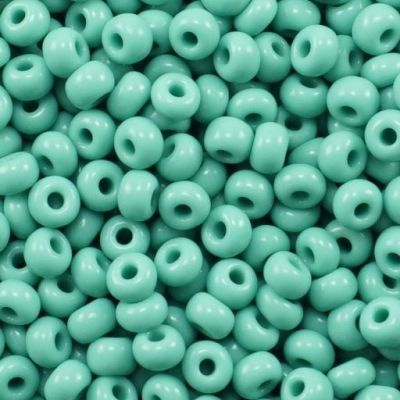 Czech Round Seed Beads, Glass - Opaque Green Turquoise, Choose Size