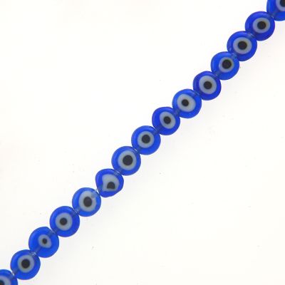 6mm Flat Evil Eye Beads-Dk. Blue (15" Strand)