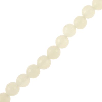 6mm Faceted Round, White Jade (16" Strand)