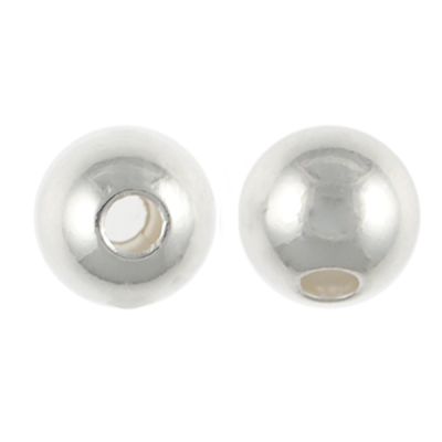 6mm Smooth Round Metal Beads, Sterling Silver Plate (72 pieces)