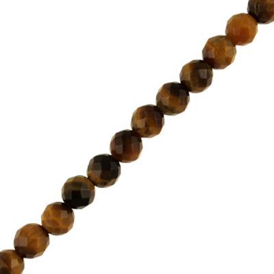 8mm Faceted Round, Tiger Eye (16" Strand)