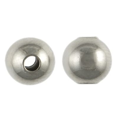 6mm Smooth Round Metal Beads, Imitation Rhodium (72 Pieces)