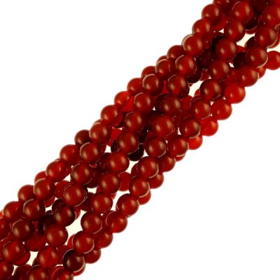 Smooth Round, Red Carnelian Stone Beads, Choose Size (16" Strand)