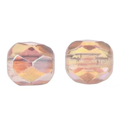 Fire-Polish Glass, Round Faceted Bead-Choose Size (Pink AB)