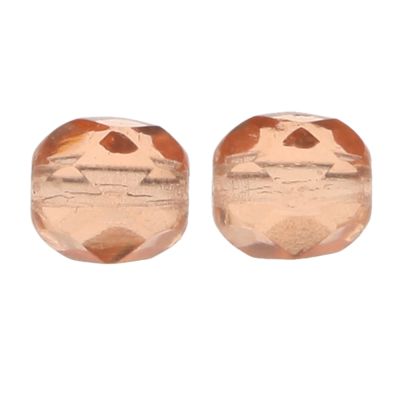 Fire-Polish Glass, Round Faceted Bead-Choose Size (Peach)