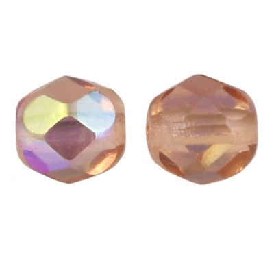 Fire-Polish Glass, Round Faceted Bead-Choose Size (Peach AB)