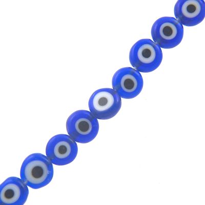 8mm Flat Evil Eye Beads-Dk. Blue (15" Strand)