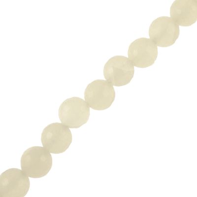 8mm Faceted Round, White Jade (16" Strand)