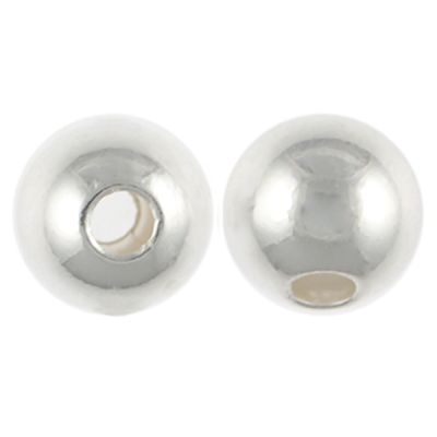 8mm Smooth Round Metal Beads, Sterling Silver Plate (36 pieces)