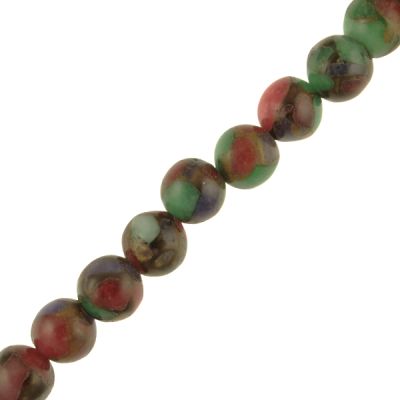 8mm Round Turquoise Matrix-Multi-Color (16" Strand)