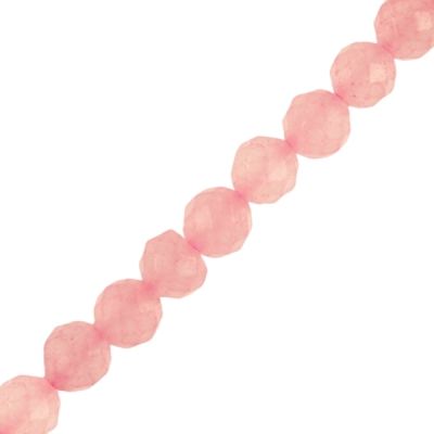 8mm Round Faceted Rose Quartz (16" Strand)