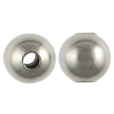 8mm Smooth Round Metal Beads, Imitation Rhodium (36 pieces)