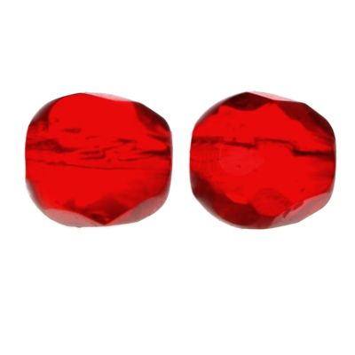 Fire-Polish Glass, Round Faceted Bead-Choose Size (Siam)