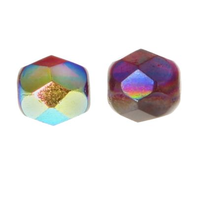 Fire-Polish Glass, Round Faceted Bead-Choose Size (Garnet AB)