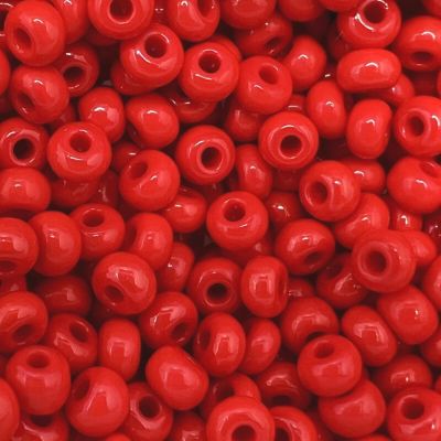 Czech Round Seed Beads, Glass - Opaque Medium Cherry Red, Choose Size