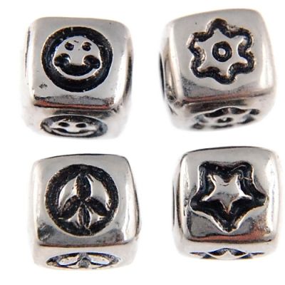Symbol Beads, 6.5mm Cube, Silver-Plated (500 Pieces)