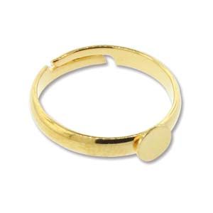 Adjustable Ring with 5MM Pad, Gold (24 Pieces)