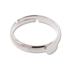 Adjustable Ring with 5MM Pad, Silver (24 Pieces)