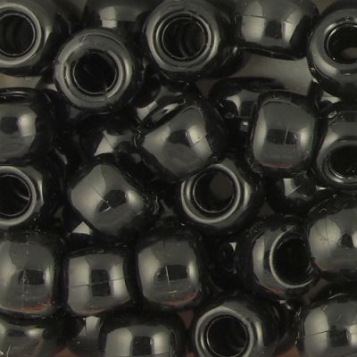 Pony Beads, 9x6mm, Opaque Black (650 Pieces)