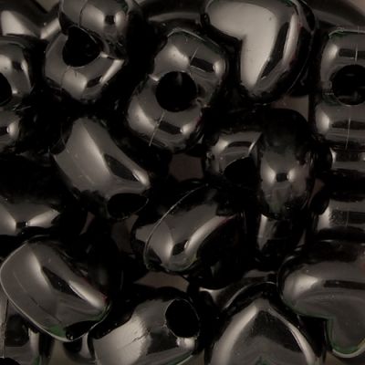 Heart Pony Beads, Opaque Black (200 Pieces)