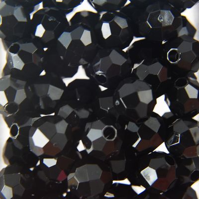 Black - Faceted Opaque Plastic Beads (Choose Size) (Pack)