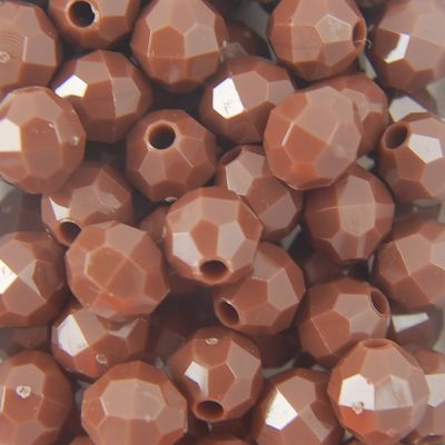 Brown - Faceted Opaque Plastic Beads (Choose Size) (Pack)