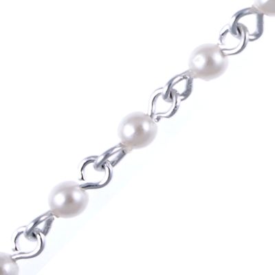 Pearl Chain, 4mm Linked Beads, Silver (Per Yard)