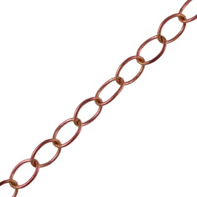 7mm x 5mm Cable Chain, Brass Metal, Copper Oxide (Per Yard)
