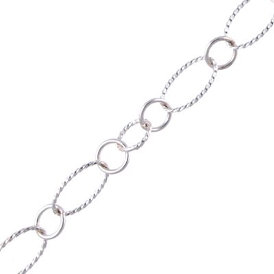 14mm x 8mm Metal Chain Silver (Per Yard)