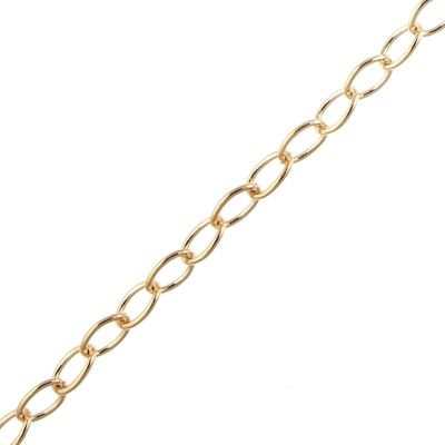 4mm x 3mm Brass Metal, Fine Oval Cable Chain, Gold-Plated (Per Yard )