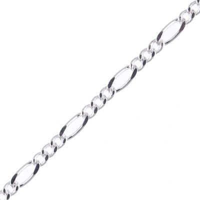 4mm x 1.5mm Figaro Chain, Brass, Silver Plated (Per Yard)