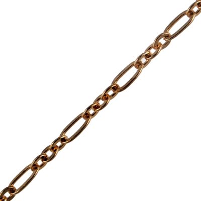 4mm x 1.5mm Figaro Chain, Brass, Gold Plated (Per Yard)