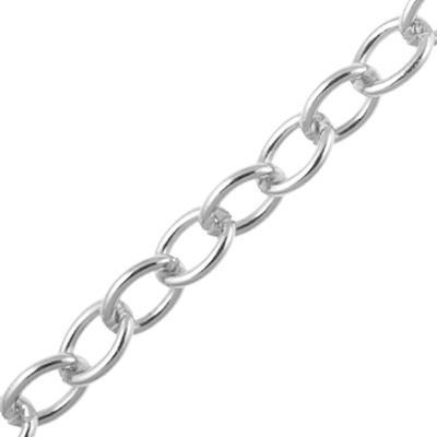 8mm x 6mm Aluminum Chain Silver (Per Yard)